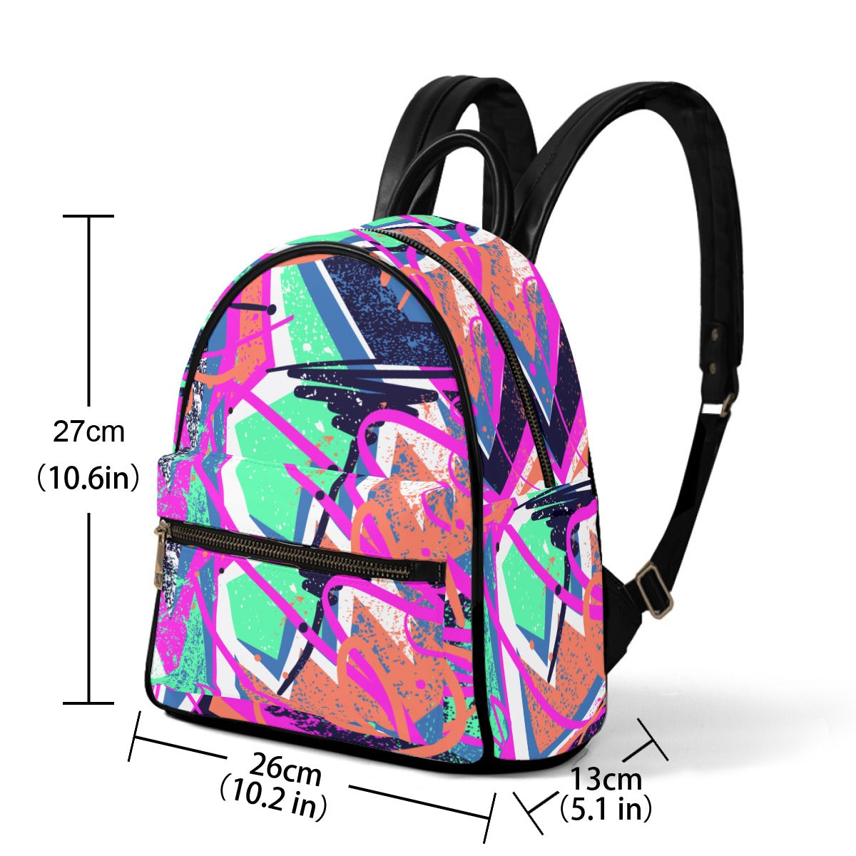 Ptahra B Bright Retro Art Small Size Backpack