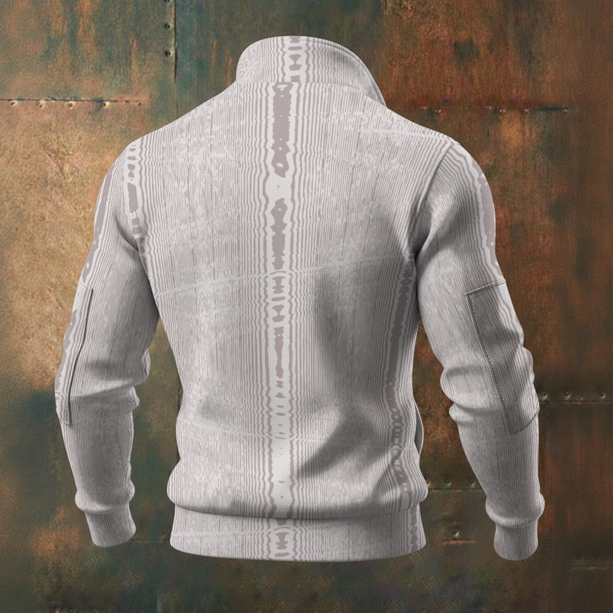 Ptahra Men's Light Multi-Line Design Thick Knit Fleece Jacket