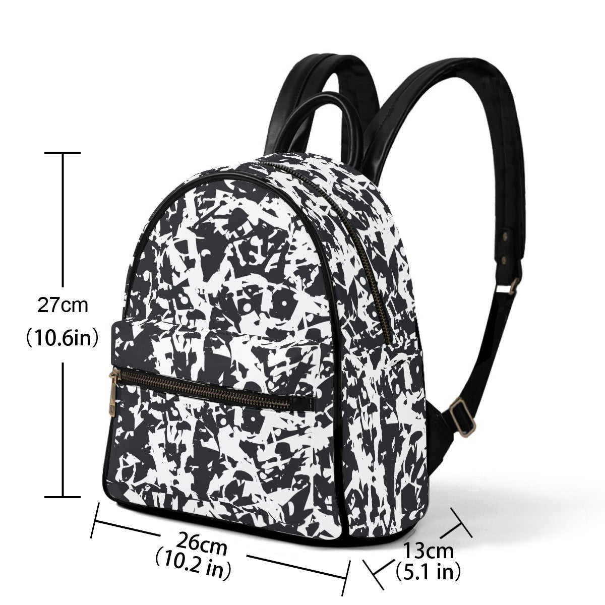 Ptahra B White/Black Art Pattern Small Size Backpack