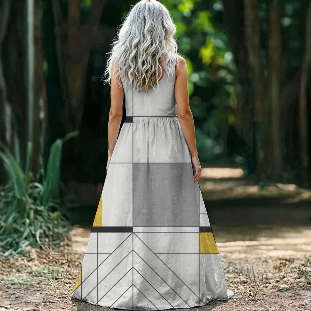 Ptahra B Women’s Graph Type Pattern Sleeveless Maxi Dress