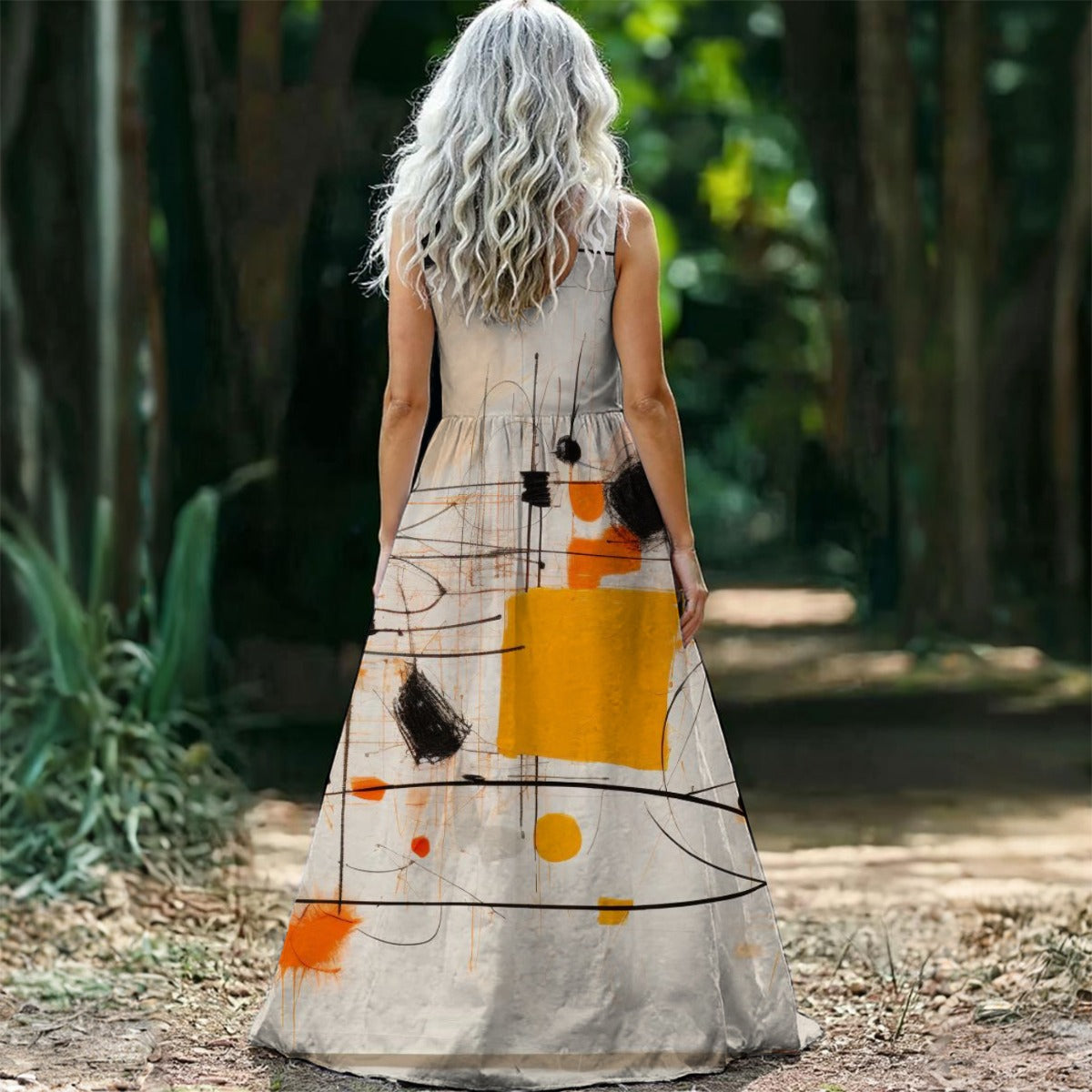 Ptahra B Women’s Multi-Pattern Sleeveless Maxi Dress