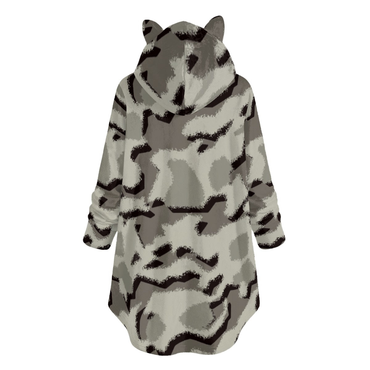Ptahra Women's Animal Pattern Flannel Hoodie with Cat Ears