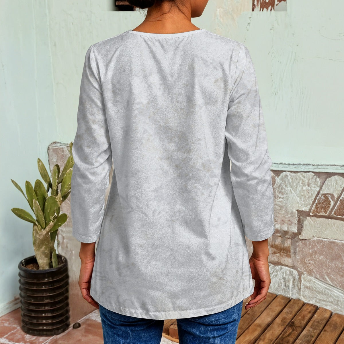 Ptahra B Women's Light Fade Dye Faux Sweater Cardigan