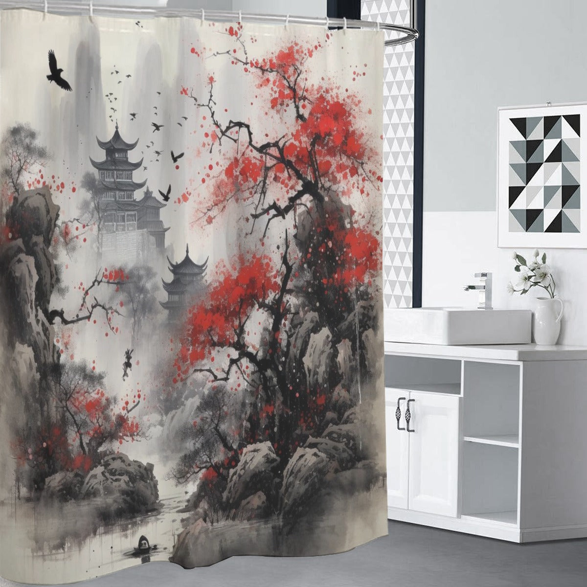 Ptahra Chinese Artistic Shower Curtains