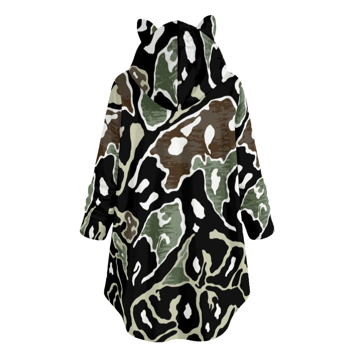 Ptahra Women's Multi-Earth Color Flannel Hoodie with Cat Ears