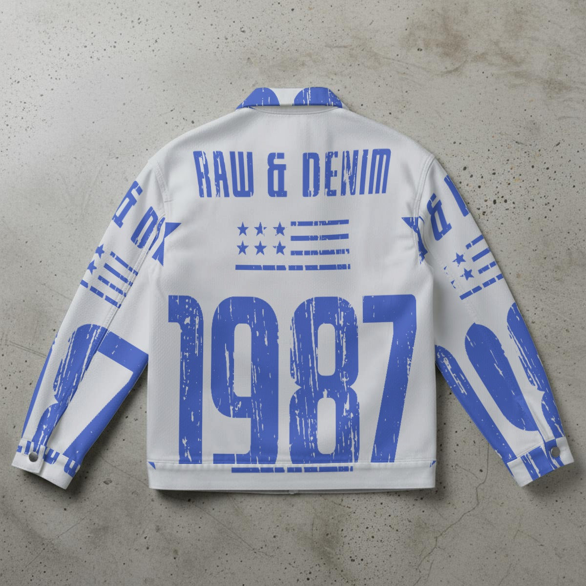 Ptahra Unisex White/Blue 1987 Collared Jacket