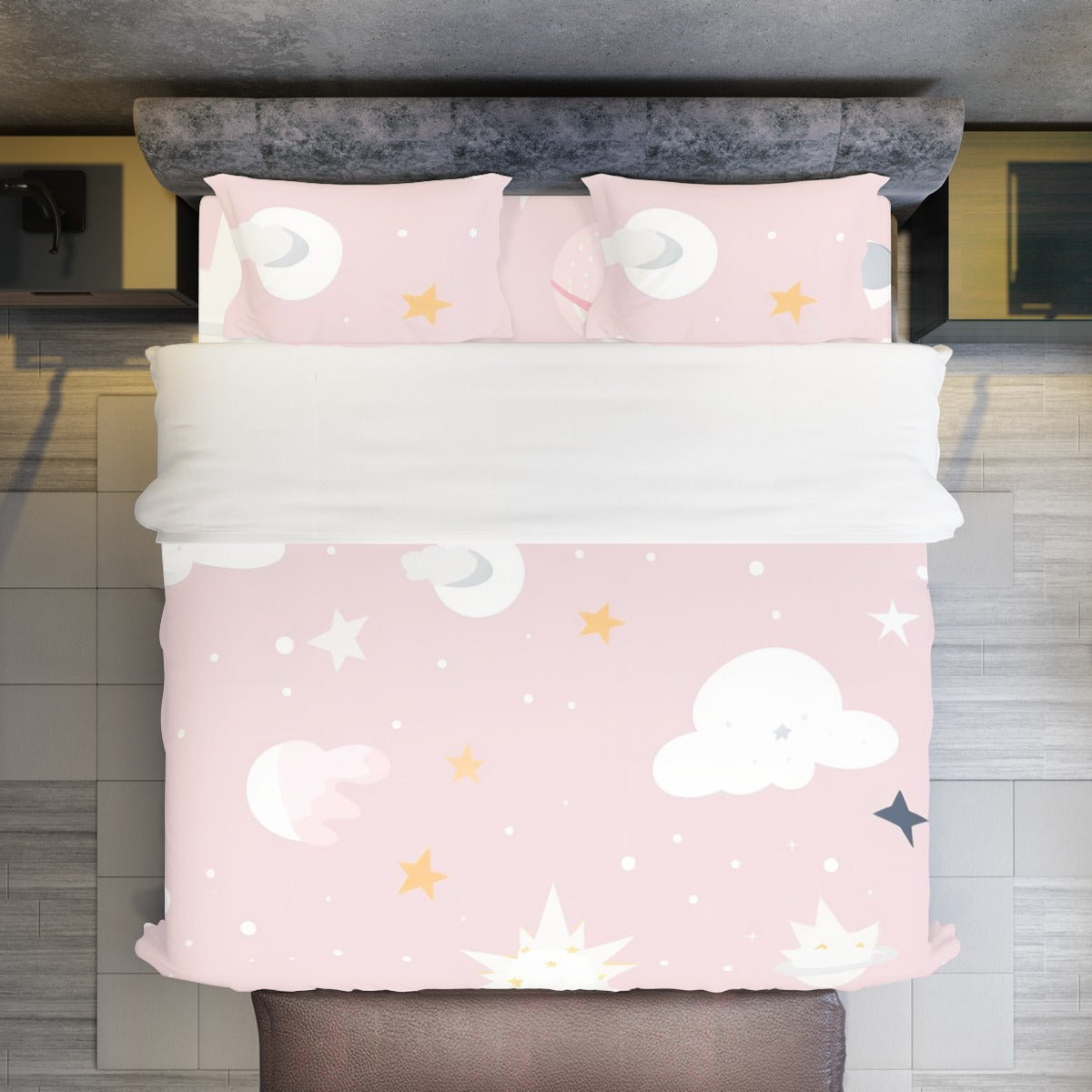 Ptahra Pink Night Sky Four-piece Duvet Cover Set