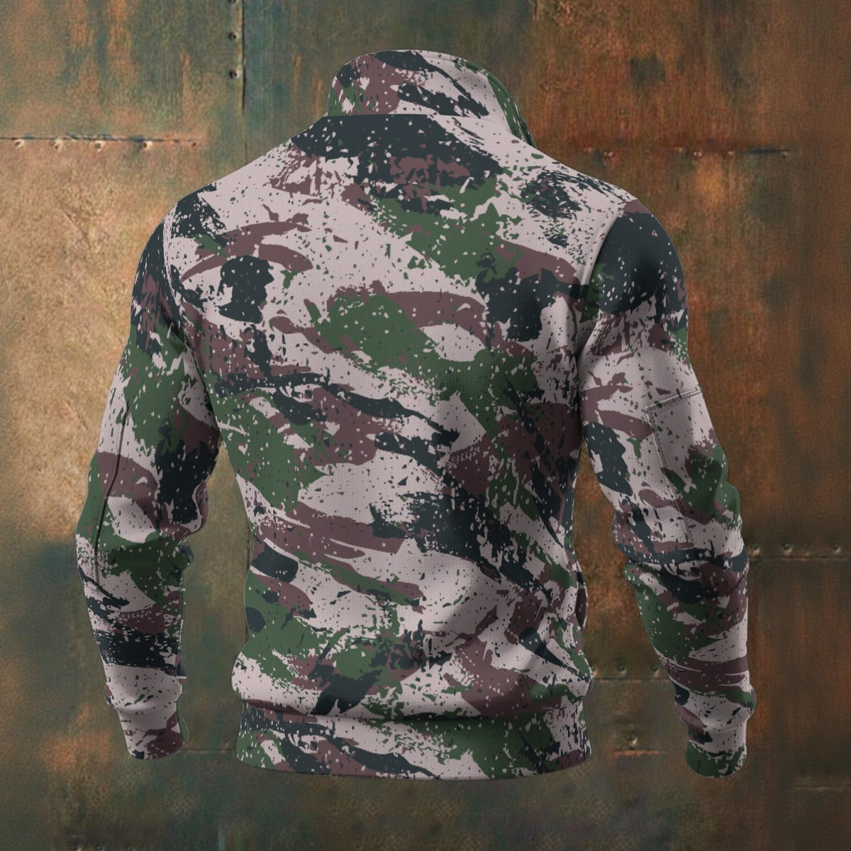 Ptahra Men's Artistic Camo Thick Knit Fleece Jacket