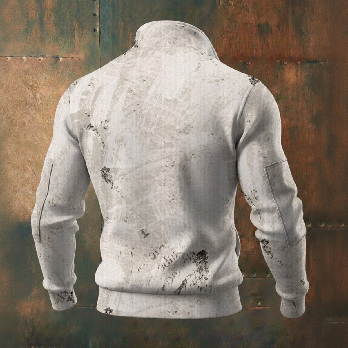 Ptahra Men's Light Beige Artistic Thick Knit Fleece Jacket