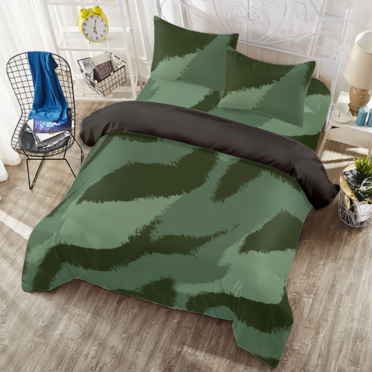 Ptahra B Multi-Green Four-piece Duvet Cover Set