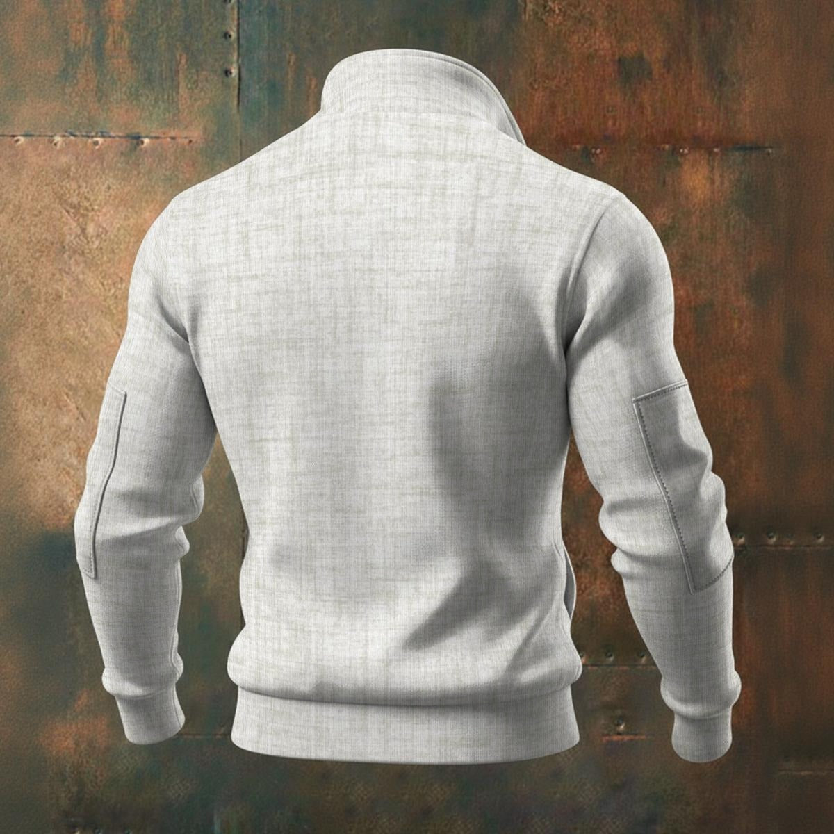 Ptahra Men's Light Grey Thick Knit Fleece Jacket