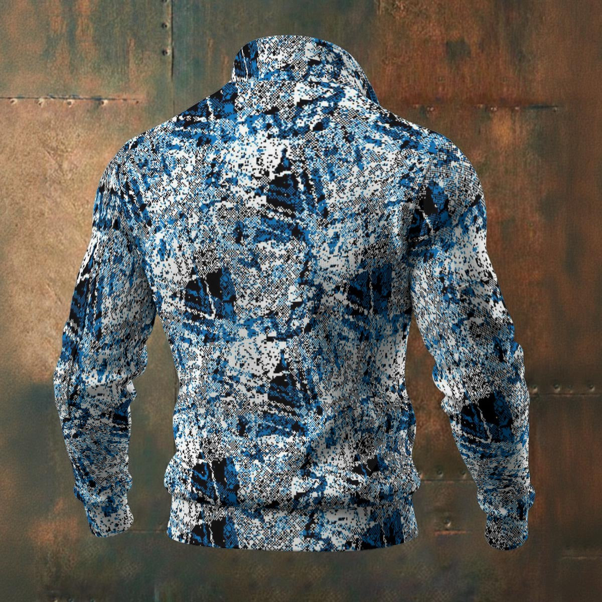 Ptahra Men's Multi-Blue/Grey/White Bold Thick Knit Fleece Jacket