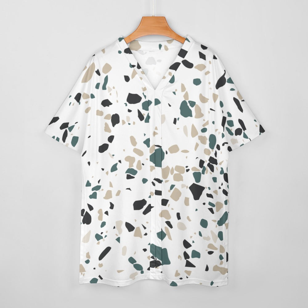 Women's Multi-Color Stone Pattern V-Neck Bat Sleeve Two Piece Set