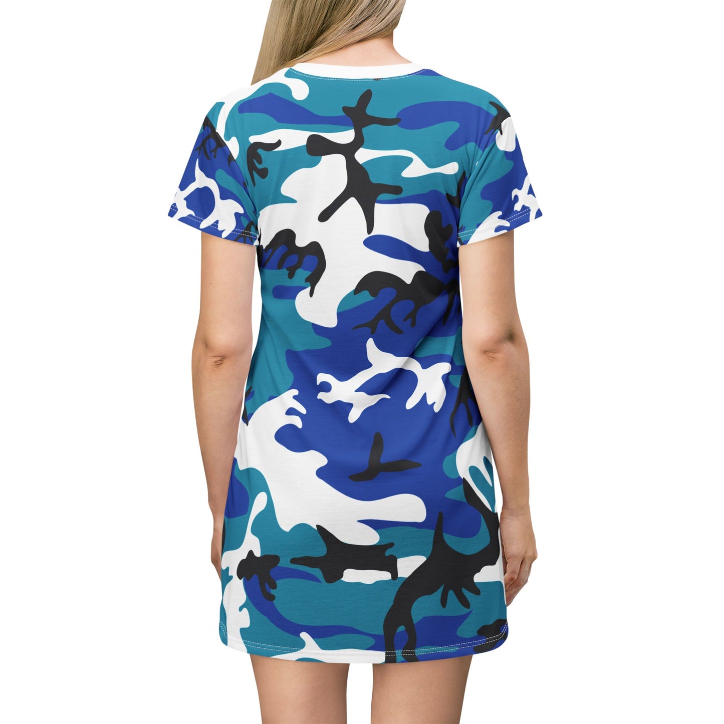 Ptahra B Blue Camo Style T-Shirt Dress