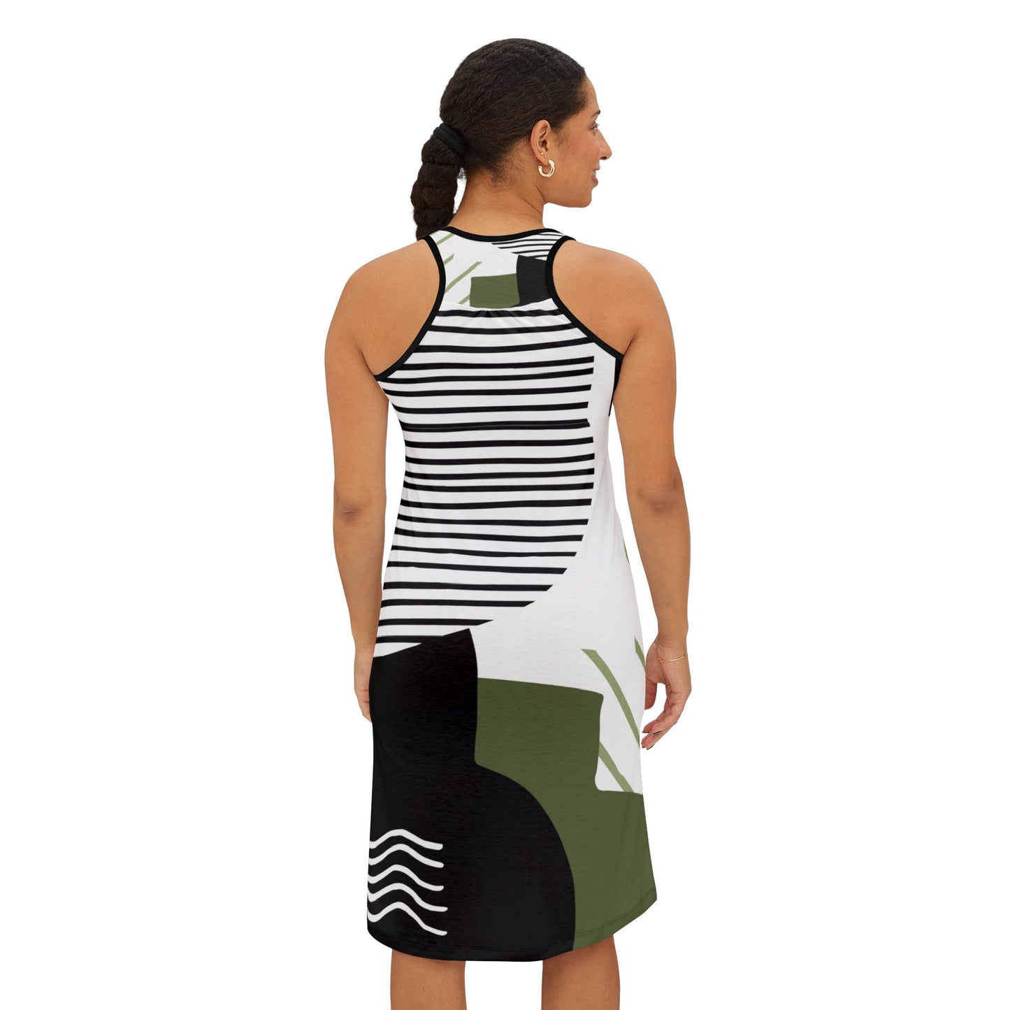 Ptahra B Abstract Geometric Women's Racerback Dress, Trendy Summer Dress, Casual Wear, Vacation Outfit, Gift for Her, Modern Fashion