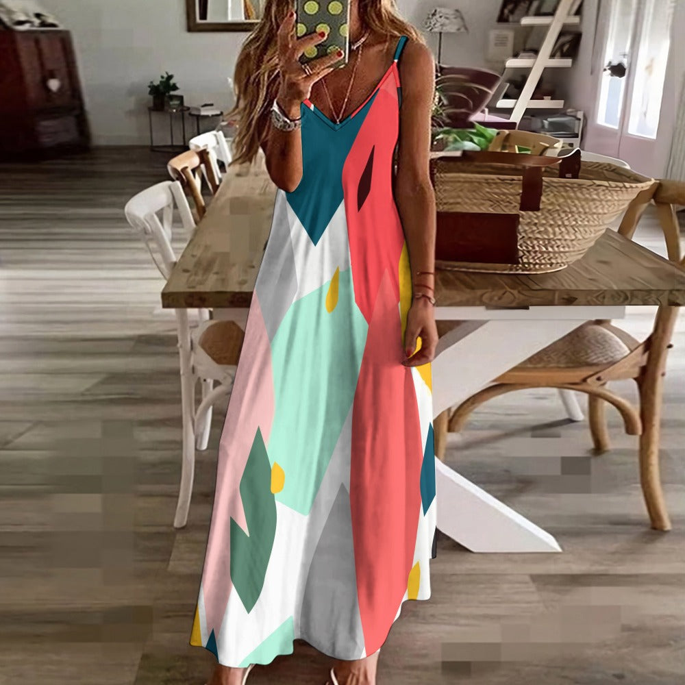 Ptahra B Multi-Color Sling Ankle Long Dress