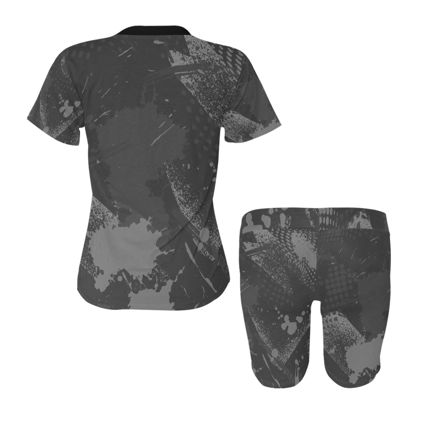 Women's Multi-Grey Design Short Yoga Set