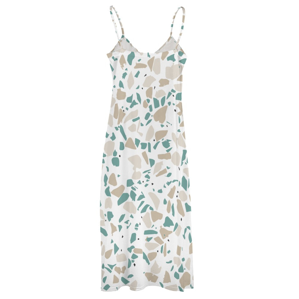 Ptahra B Multi-Stone Pattern Sling Ankle Long Dress