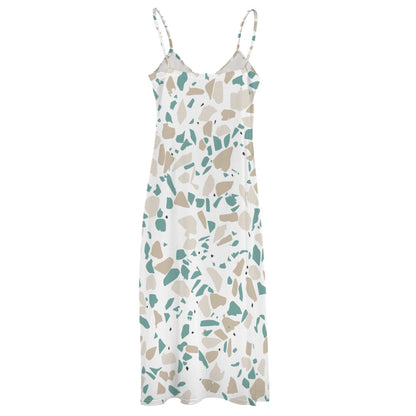 Ptahra B Multi-Stone Pattern Sling Ankle Long Dress