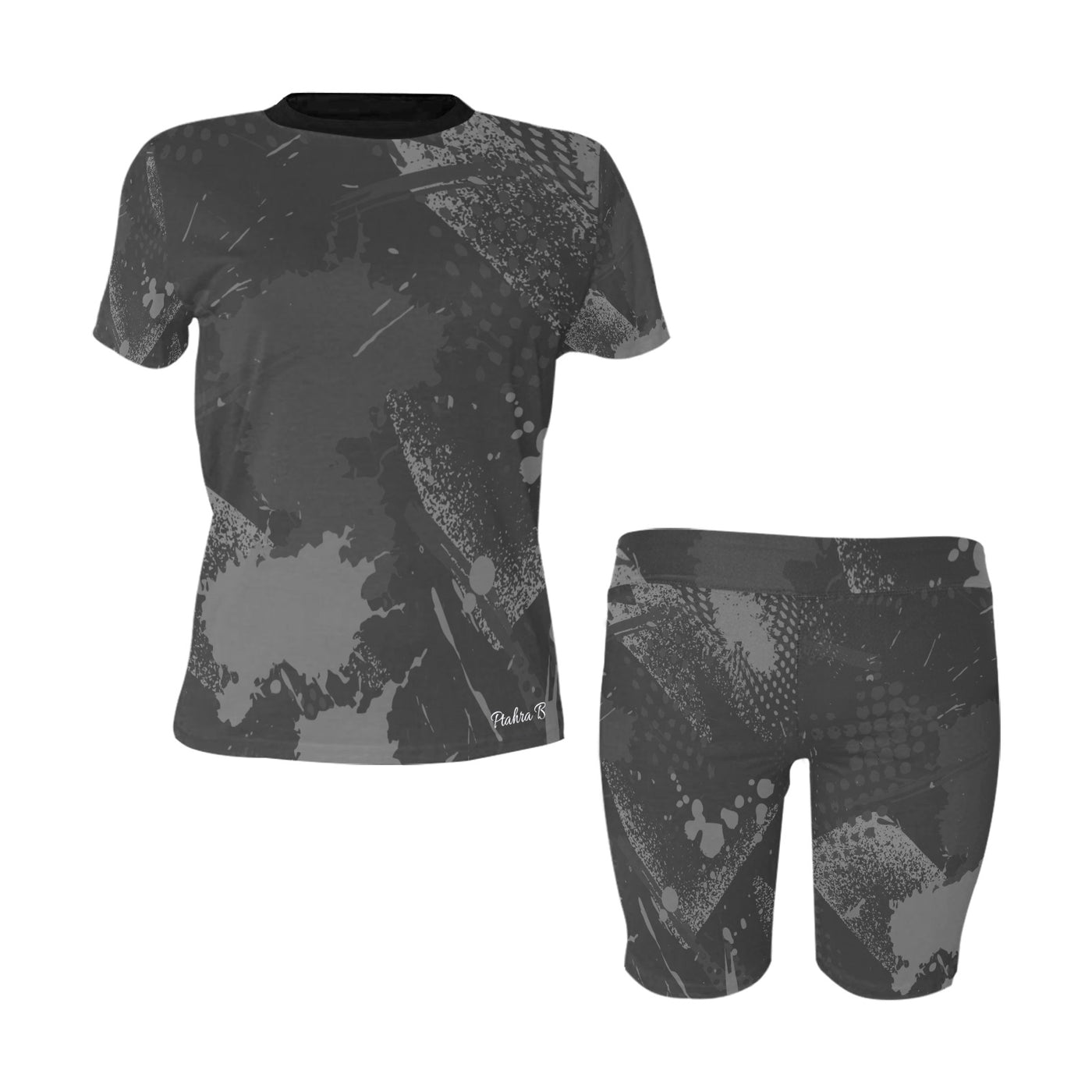 Women's Multi-Grey Design Short Yoga Set