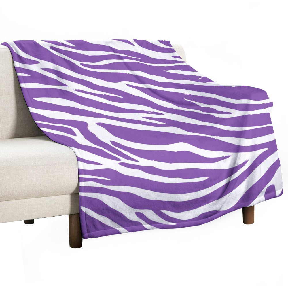 Ptahra B Purple Zebra Type Design Ultra-Soft Flannel Blanket