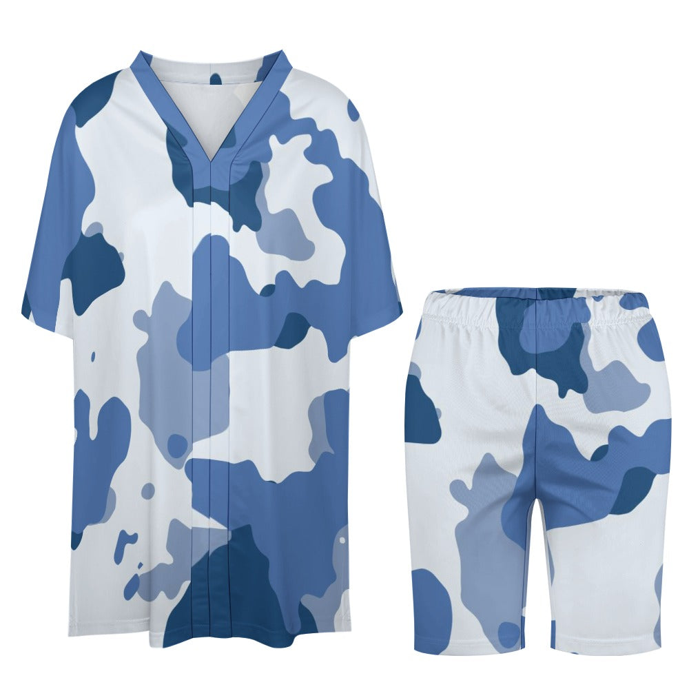 V-neck bat sleeve two piece set