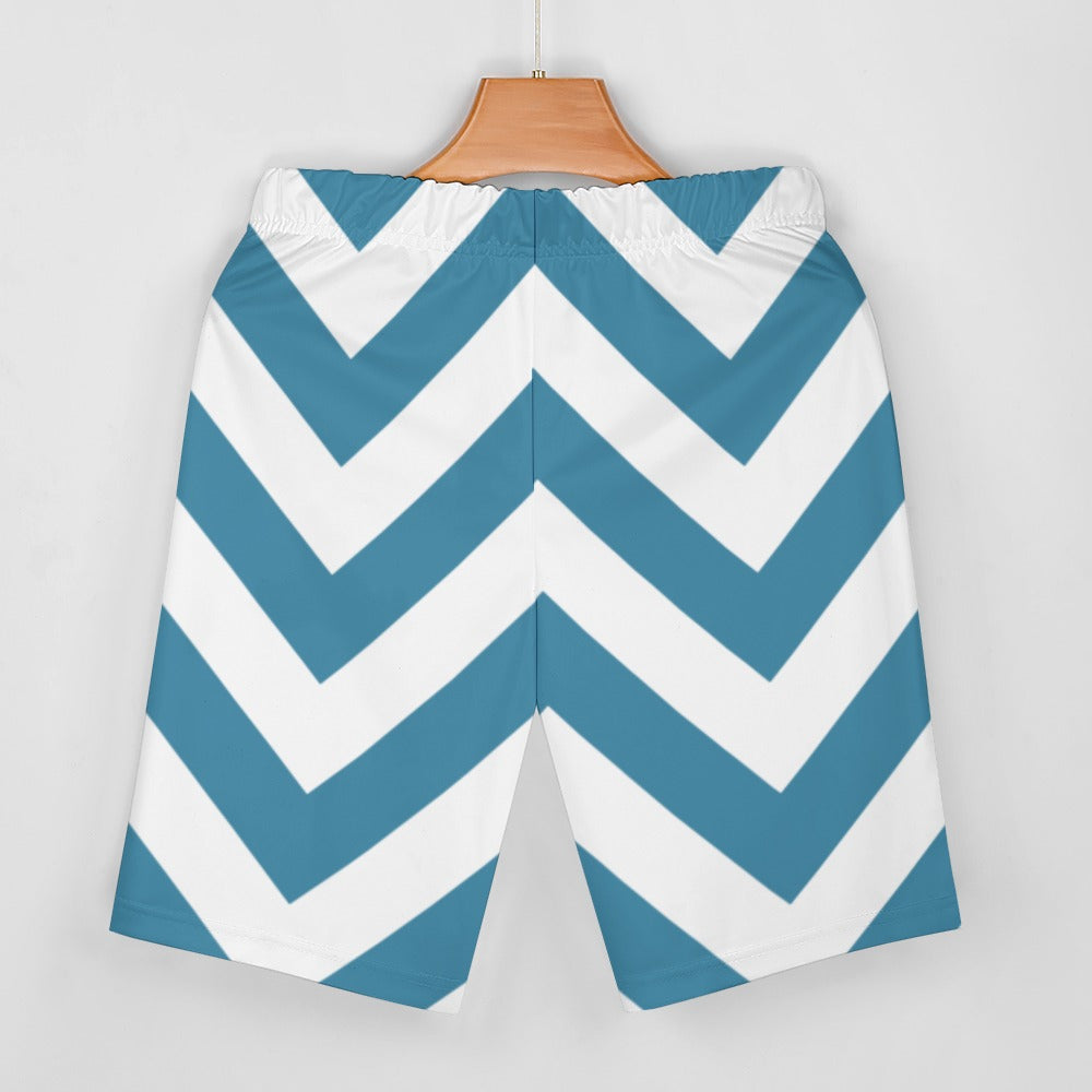 Women's White/Blue Zigzag V-Neck Bat Sleeve Two Piece Set