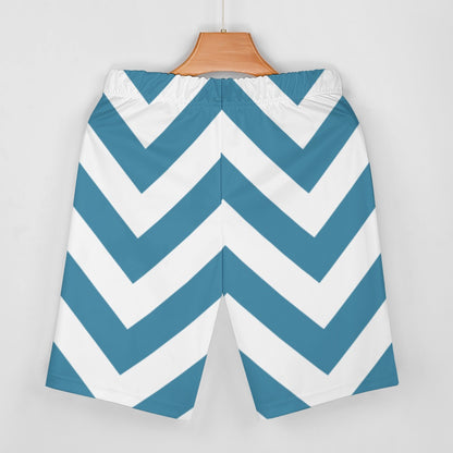 Women's White/Blue Zigzag V-Neck Bat Sleeve Two Piece Set