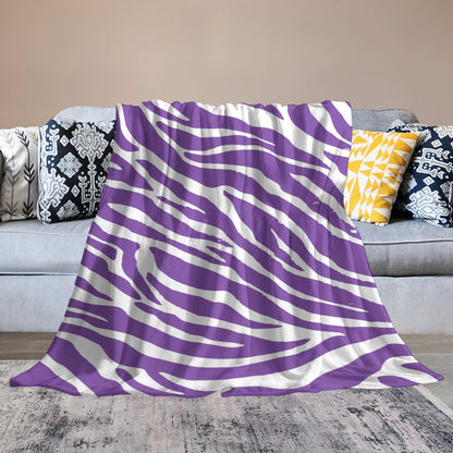 Ptahra B Purple Zebra Type Design Ultra-Soft Flannel Blanket
