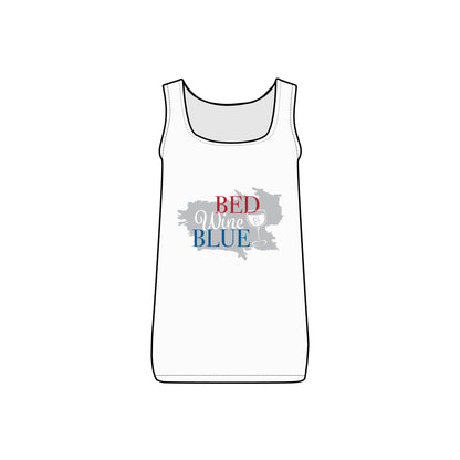 Ptahra B Patriotic Wine Tank Top, Red Wine Blue Tee, Women's Summer Tank, Fourth of July Outfit, Independence Day Apparel
