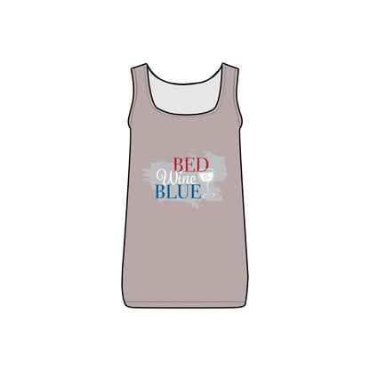 Ptahra B Patriotic Wine Tank Top, Red Wine Blue Tee, Women's Summer Tank, Fourth of July Outfit, Independence Day Apparel