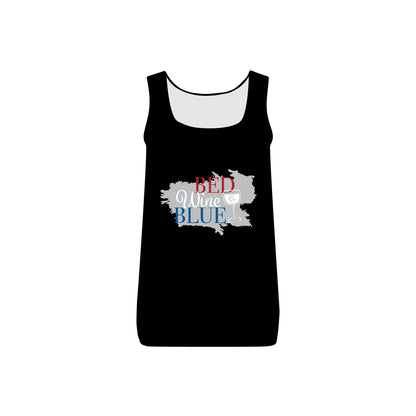 Ptahra B Patriotic Wine Tank Top, Red Wine Blue Tee, Women's Summer Tank, Fourth of July Outfit, Independence Day Apparel