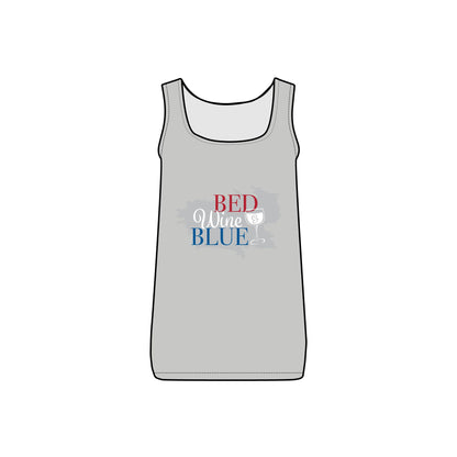 Ptahra B Patriotic Wine Tank Top, Red Wine Blue Tee, Women's Summer Tank, Fourth of July Outfit, Independence Day Apparel