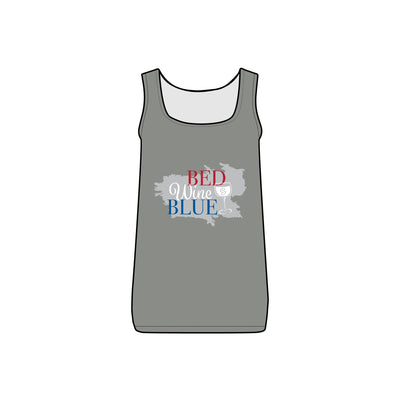 Ptahra B Patriotic Wine Tank Top, Red Wine Blue Tee, Women's Summer Tank, Fourth of July Outfit, Independence Day Apparel