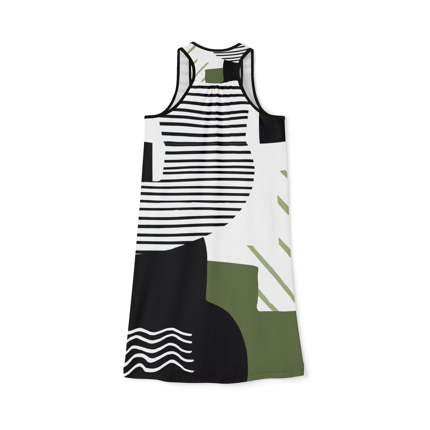 Ptahra B Abstract Geometric Women's Racerback Dress, Trendy Summer Dress, Casual Wear, Vacation Outfit, Gift for Her, Modern Fashion