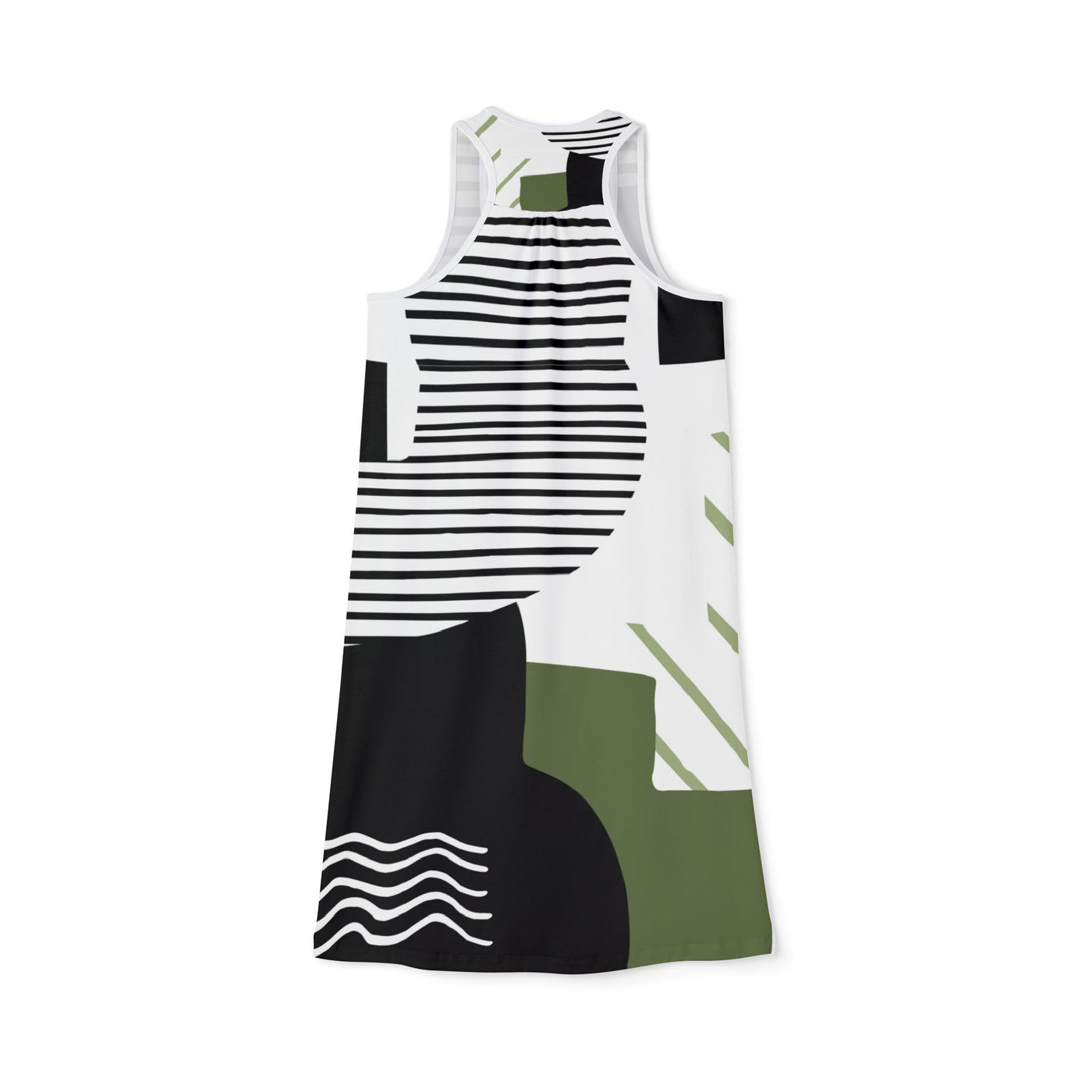 Ptahra B Abstract Geometric Women's Racerback Dress, Trendy Summer Dress, Casual Wear, Vacation Outfit, Gift for Her, Modern Fashion