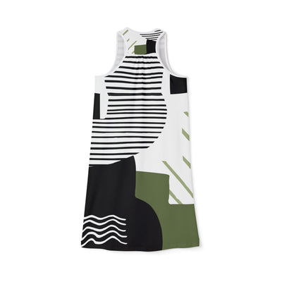 Ptahra B Abstract Geometric Women's Racerback Dress, Trendy Summer Dress, Casual Wear, Vacation Outfit, Gift for Her, Modern Fashion