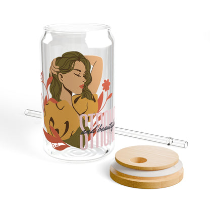 Ptahra B Trendy Reusable Sipper Glass, 16oz