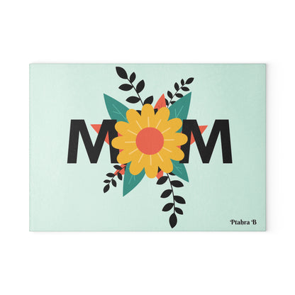 Ptahra B Floral Mom Glass Cutting Board