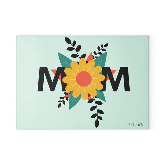 Ptahra B Floral Mom Glass Cutting Board