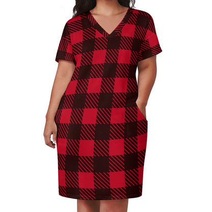 Women's Red Loose pocket dress
