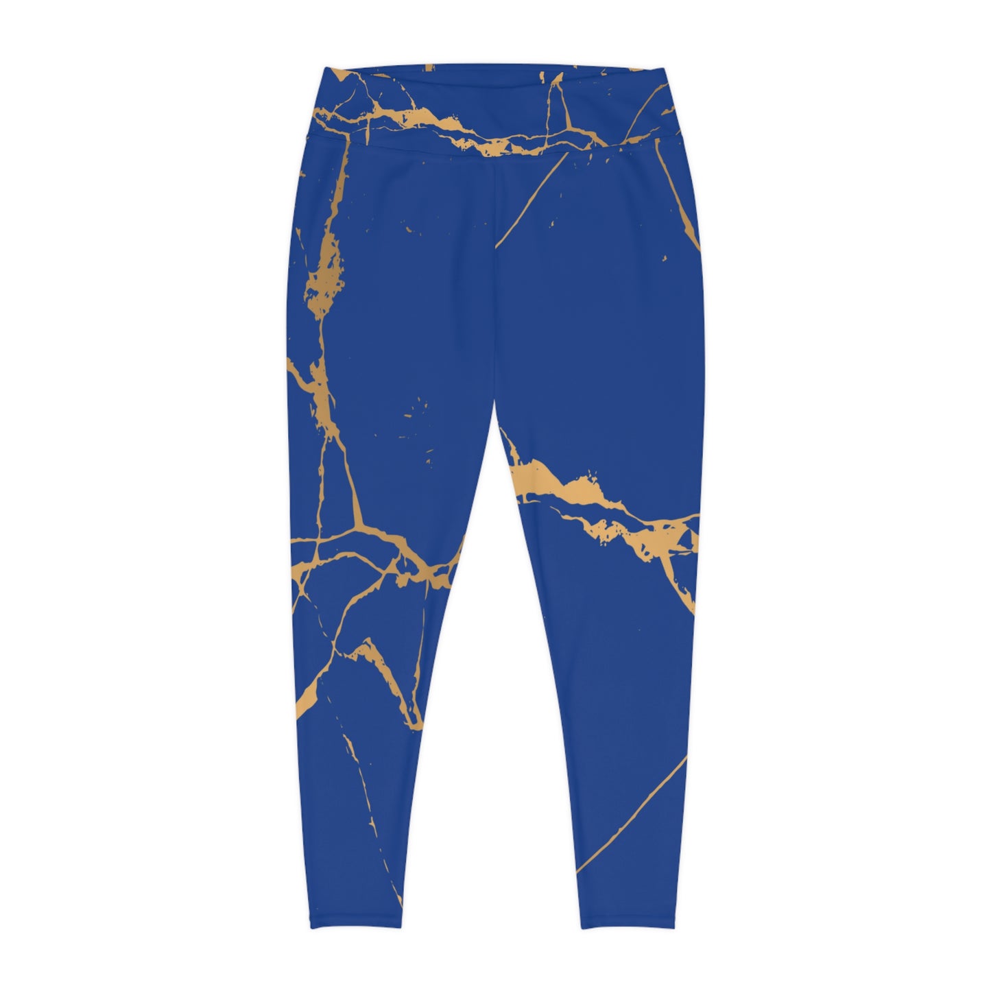 Ptahra B Blue Marble Print Stylish Plus Size Leggings