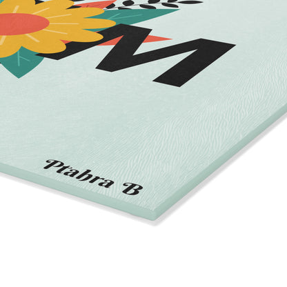 Ptahra B Floral Mom Glass Cutting Board