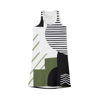 Ptahra B Abstract Geometric Women's Racerback Dress, Trendy Summer Dress, Casual Wear, Vacation Outfit, Gift for Her, Modern Fashion