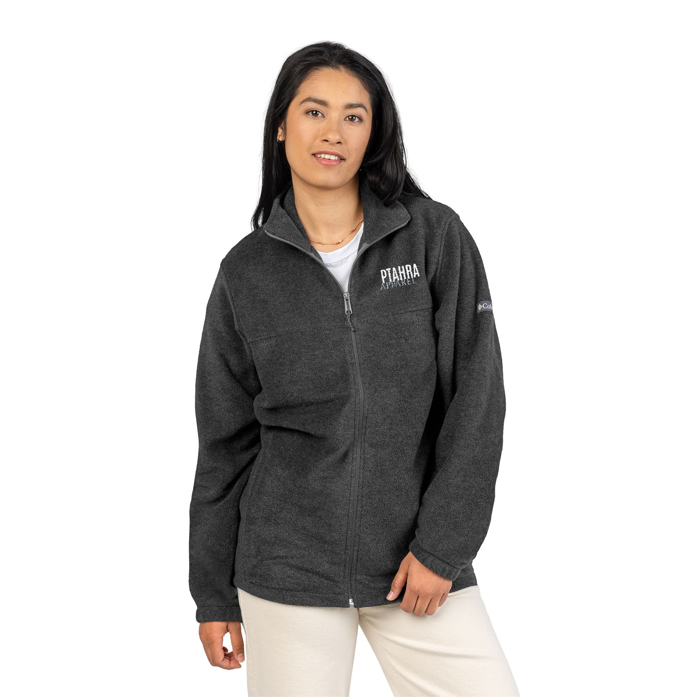 Ptahra B Embroidered Columbia Fleece Jacket for All Seasons, Cozy Outerwear for Outdoor Adventures, Personalized Gift for Her