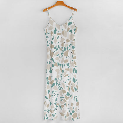 Ptahra B Multi-Stone Pattern Sling Ankle Long Dress