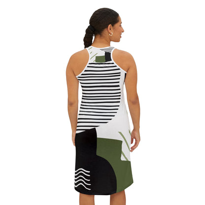 Ptahra B Abstract Geometric Women's Racerback Dress, Trendy Summer Dress, Casual Wear, Vacation Outfit, Gift for Her, Modern Fashion
