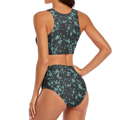 Women's Stone Pattern Split Swimsuit