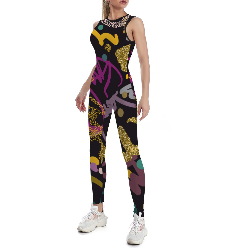 Ptahra B Black/Gold/Multi-Color Ladies Bodysuit