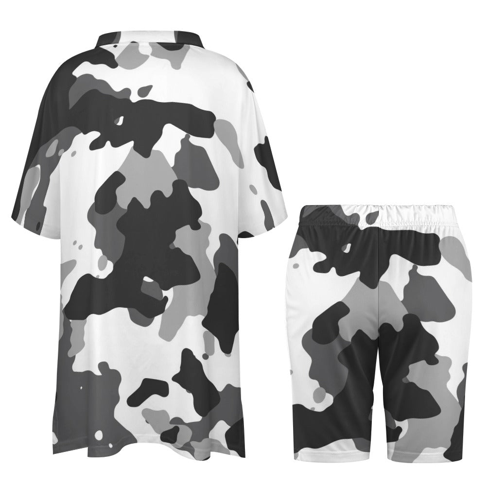 Ptahra B V-Neck Camo Bat Sleeve Two Piece Set